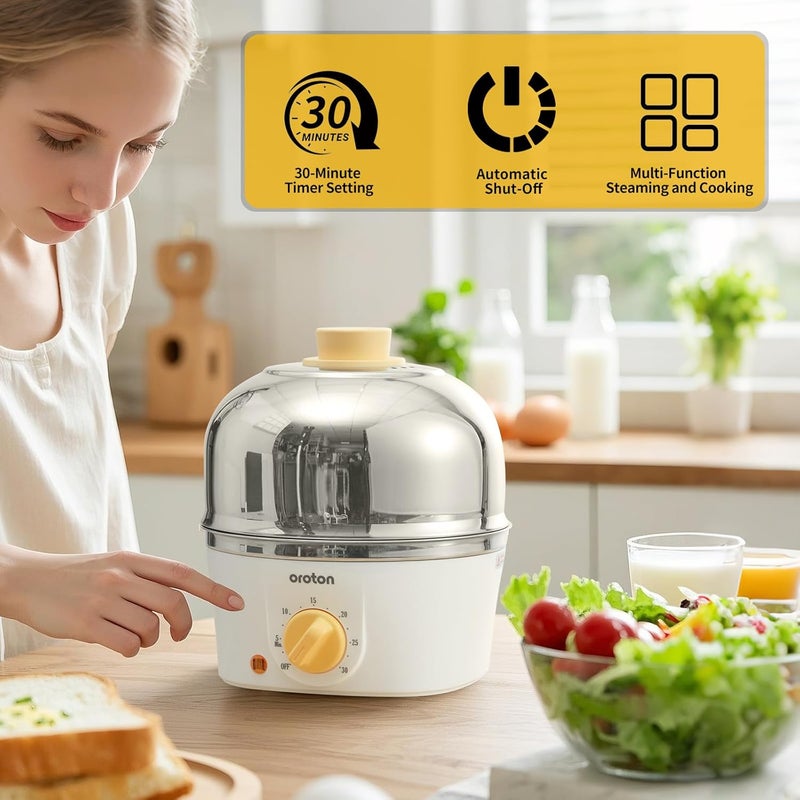 oroton 9-Egg 304 Stainless Steel Egg Cooker – Steam & Boil Eggs with Timer, Automatic Shut-Off & 3 Cooking Modes (Hard/Medium/Soft)​ - Image 4